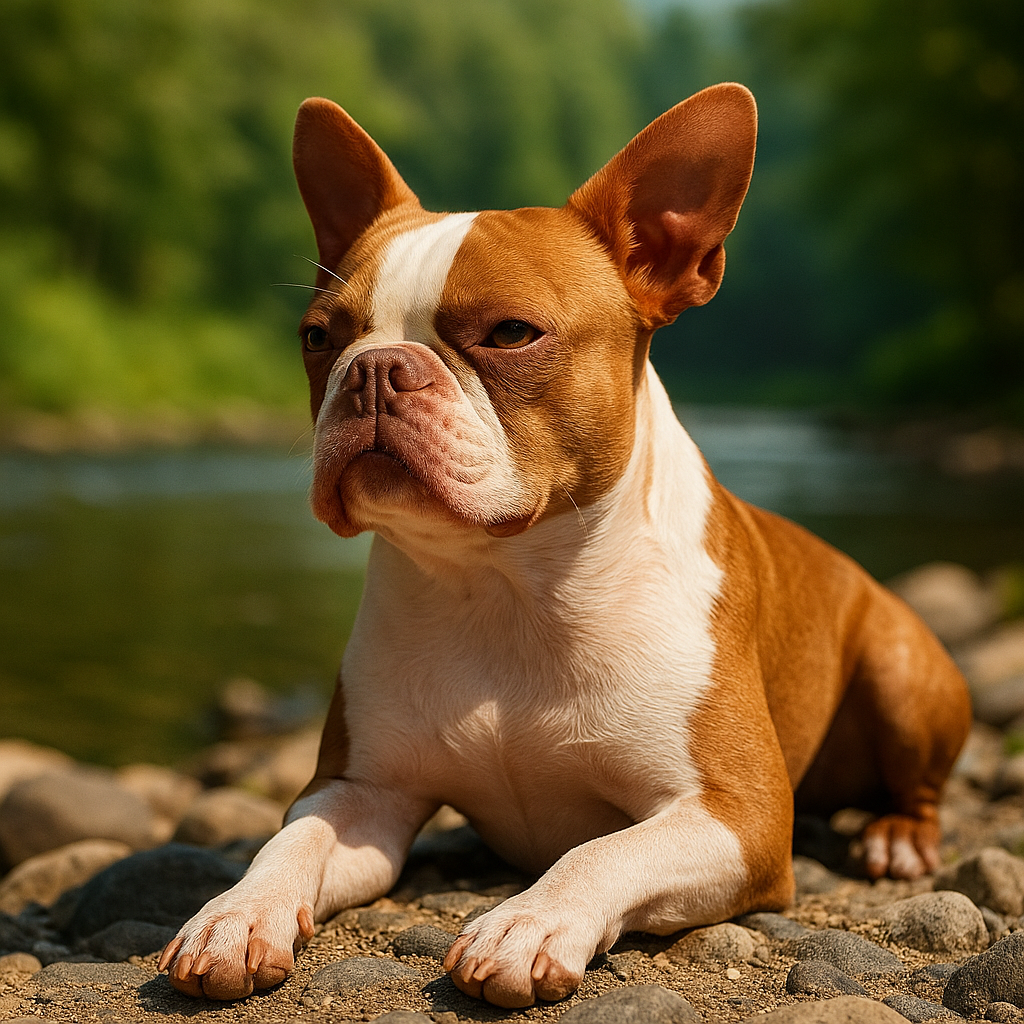 Winston the black dog looking up with excitement - fishing with best friend
